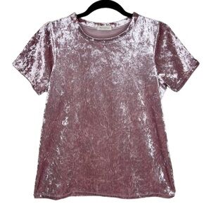 Occasion Pink Crushed Velvet Short Sleeve Top Size XL Women’s